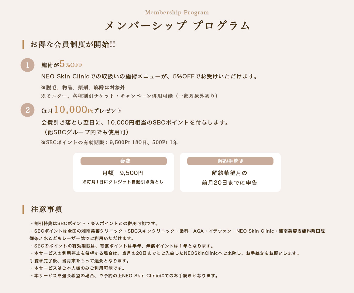 メンバーシッププログラム詳細